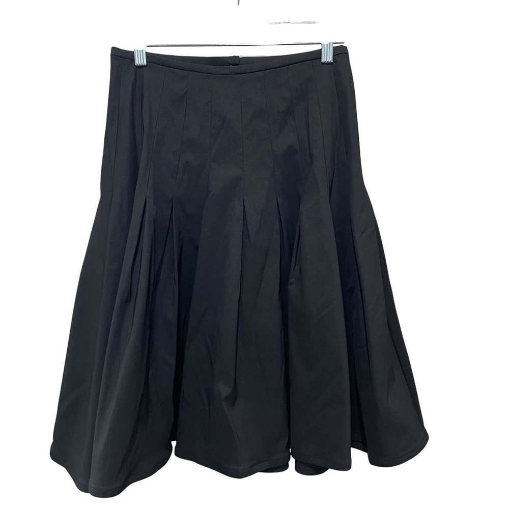 Tadashi Shoji Designer Pleated A Line Midi Skirt Black Women Size 6 Formal NWT